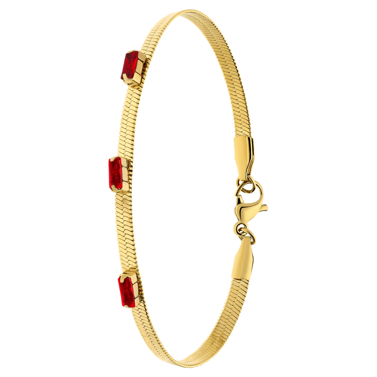 Armband aus Edelstahl, vergoldet, mit Steg, Rot