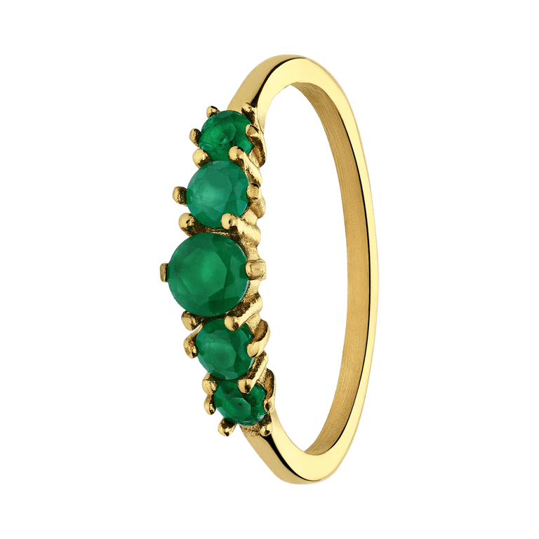Stainless steel goldplated vintage ring groen