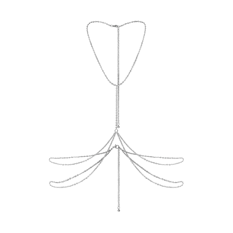 Zilverkleurige bijoux bodychain