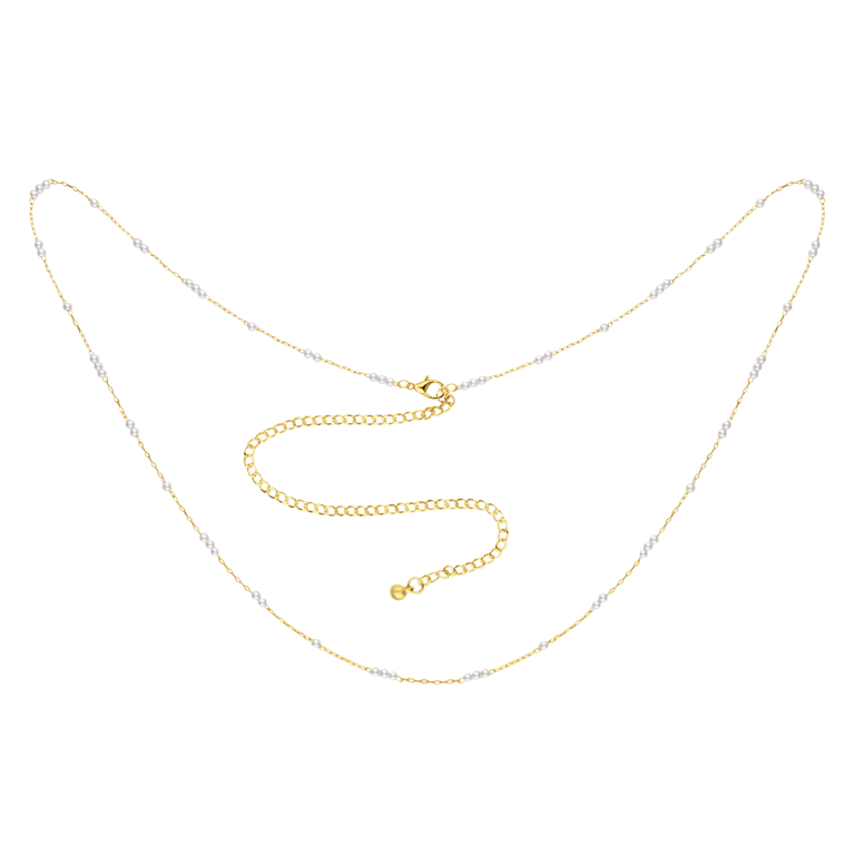 Bijoux goudkleurige bodychain met parel voor dames