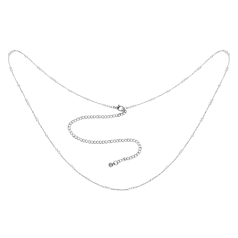 Zilverkleurige bijoux bodychain met parels