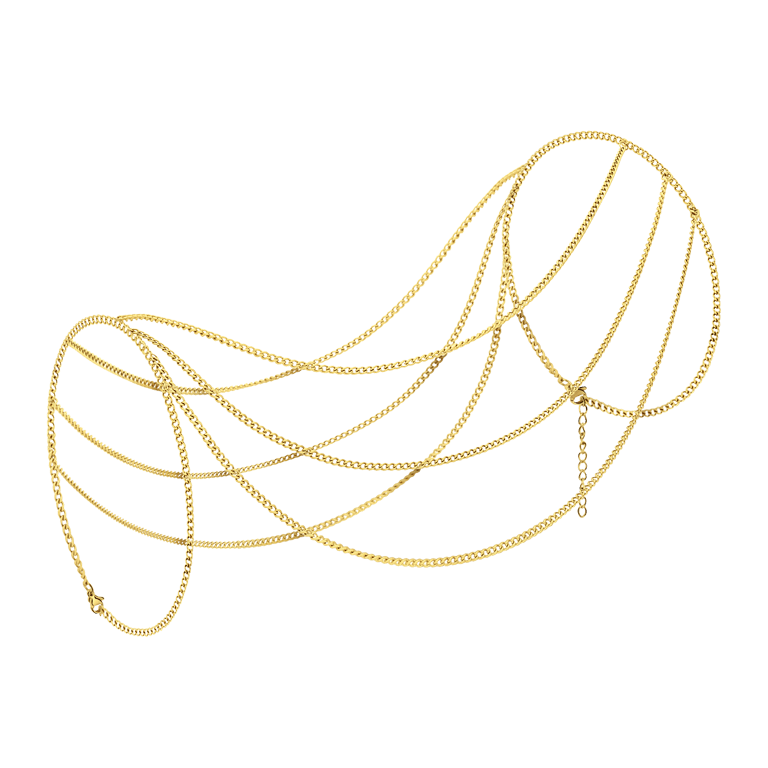 Stalen goudkleurige bodychain schouder voor dames