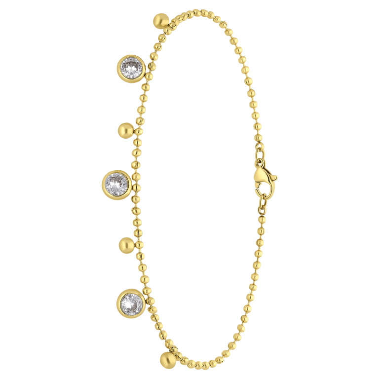 Stalen goldplated enkelbandje met zirkonia voor dames