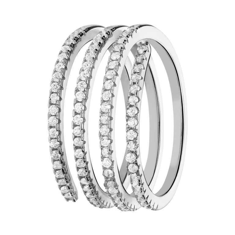 Zilveren ring spiraal met zirkonia