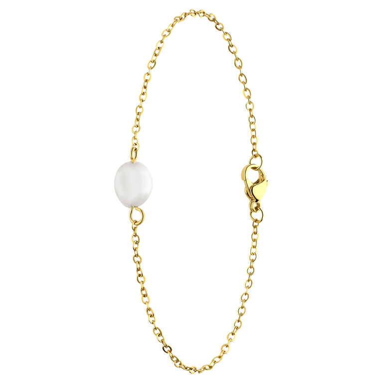 Armband aus Edelstahl, vergoldet, mit Rosenquarz