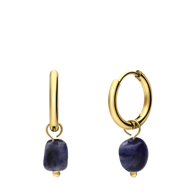 Stalen goldplated oorringen met lapis lazuli