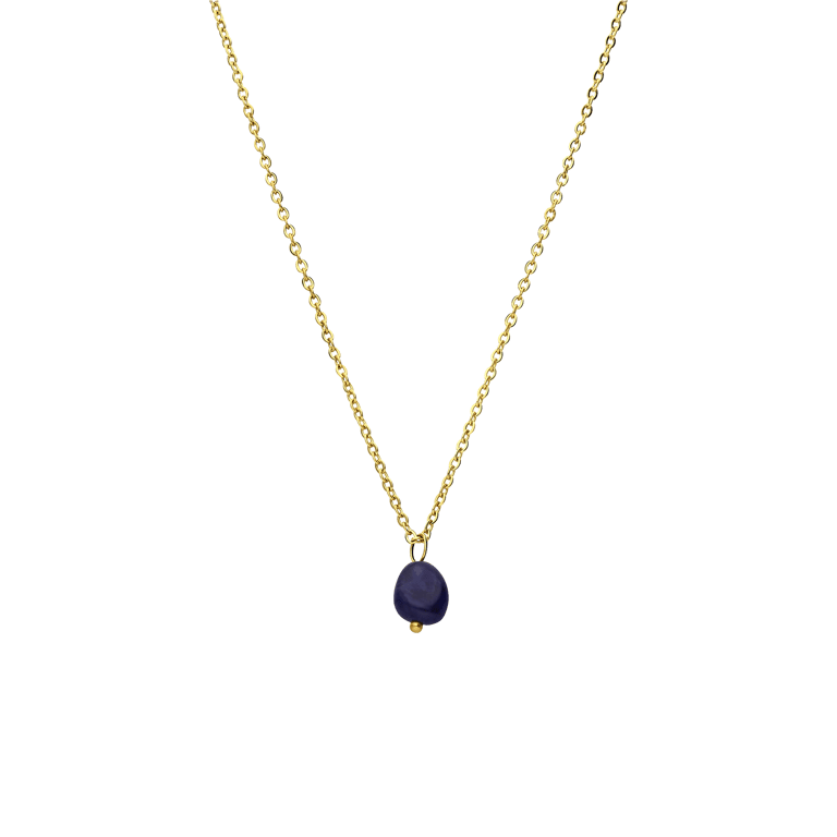 Stalen goldplated ketting met saffier