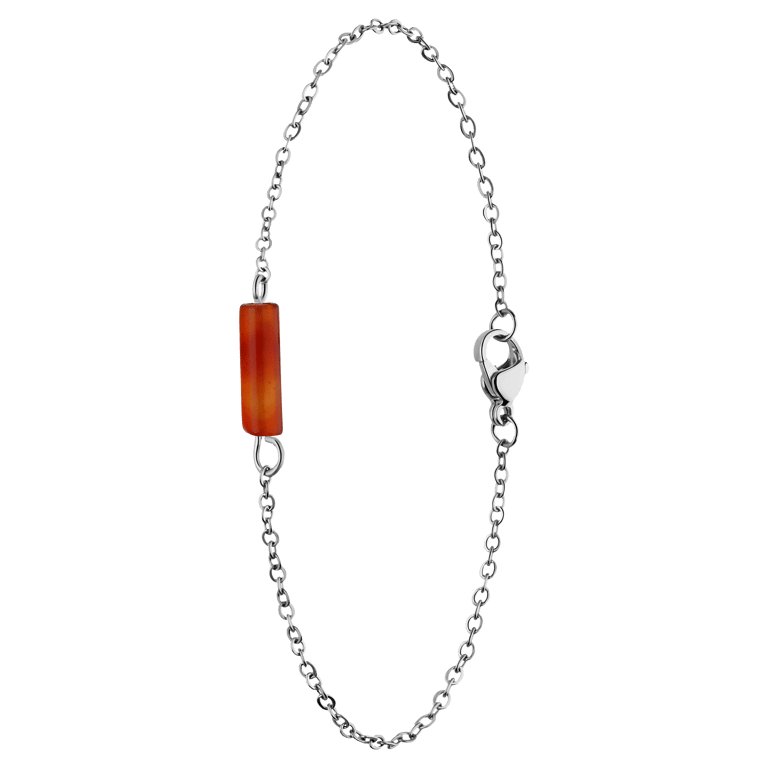 Stainless steel armband met rode onyx