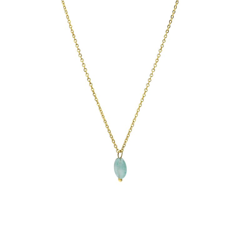 Stainless steel goldplated ketting met hanger met groene aventurijn voor dames