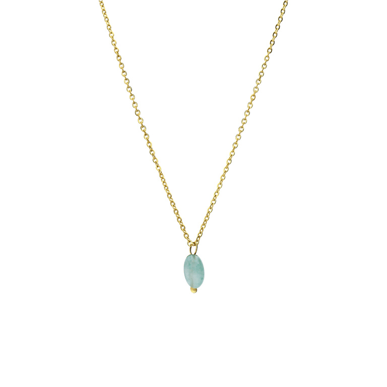 Stalen goldplated ketting met groene aventurijn