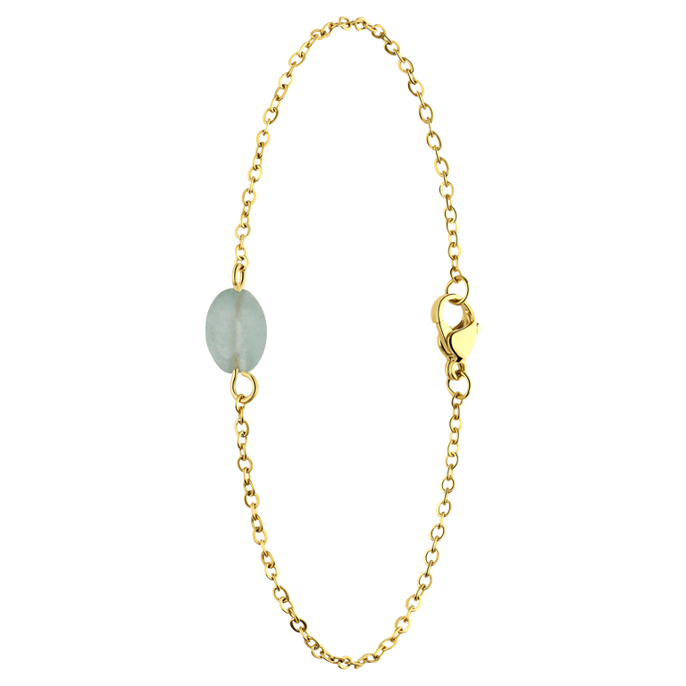 Stalen goldplated fantasiearmband met groene aventurijn voor dames