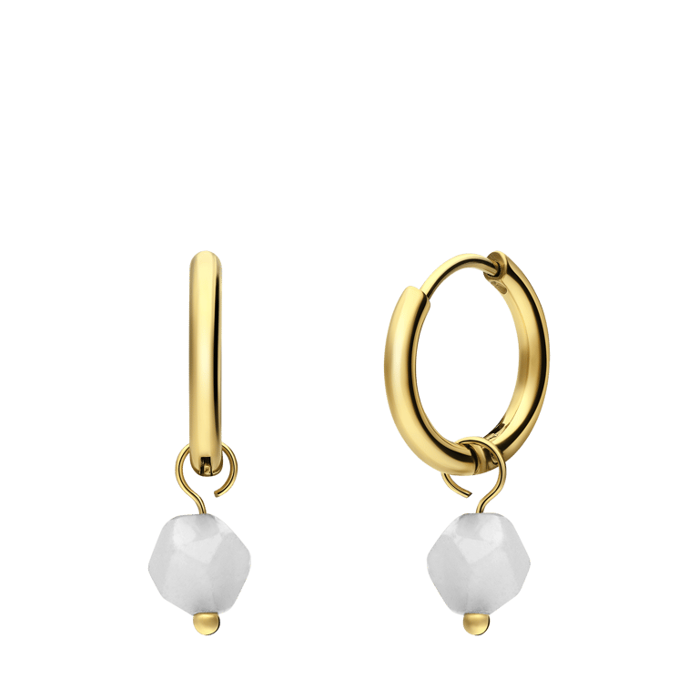 Stalen goldplated oorringen met amazoniet