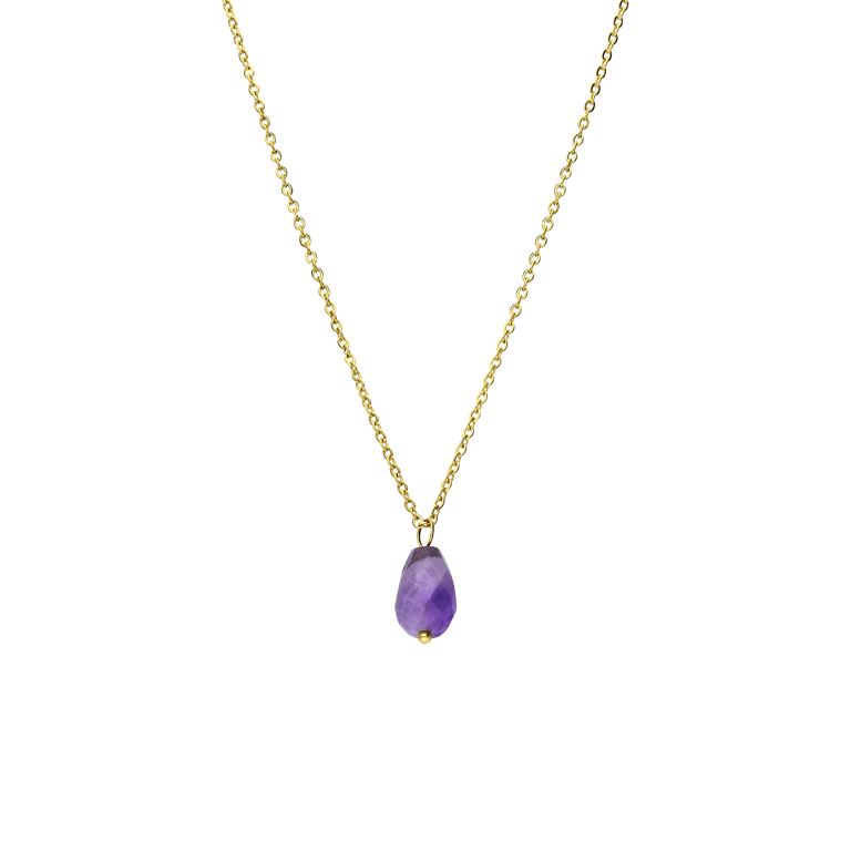 Stalen goldplated ketting met amethyst