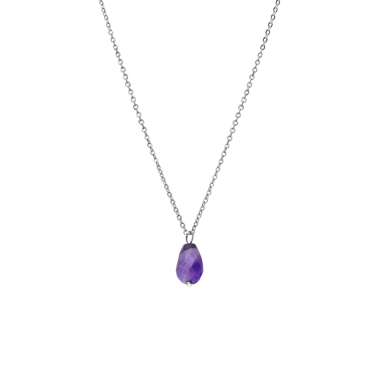 Stalen ketting met amethyst