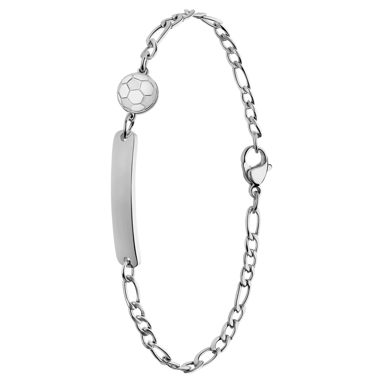Stainless steel plaatarmband met voetbal