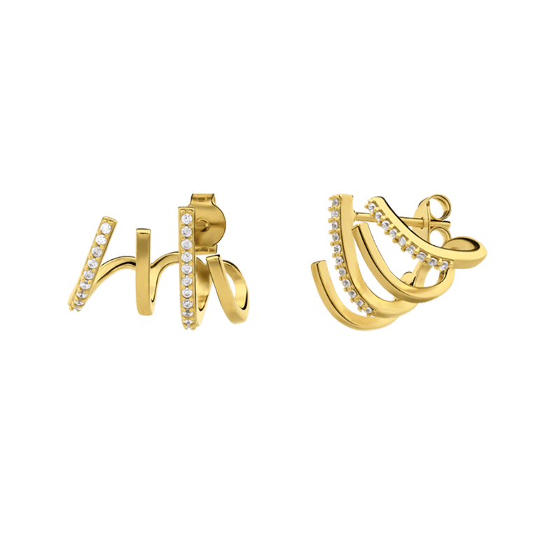 Zilveren goldplated oorringen met zirkonia voor dames
