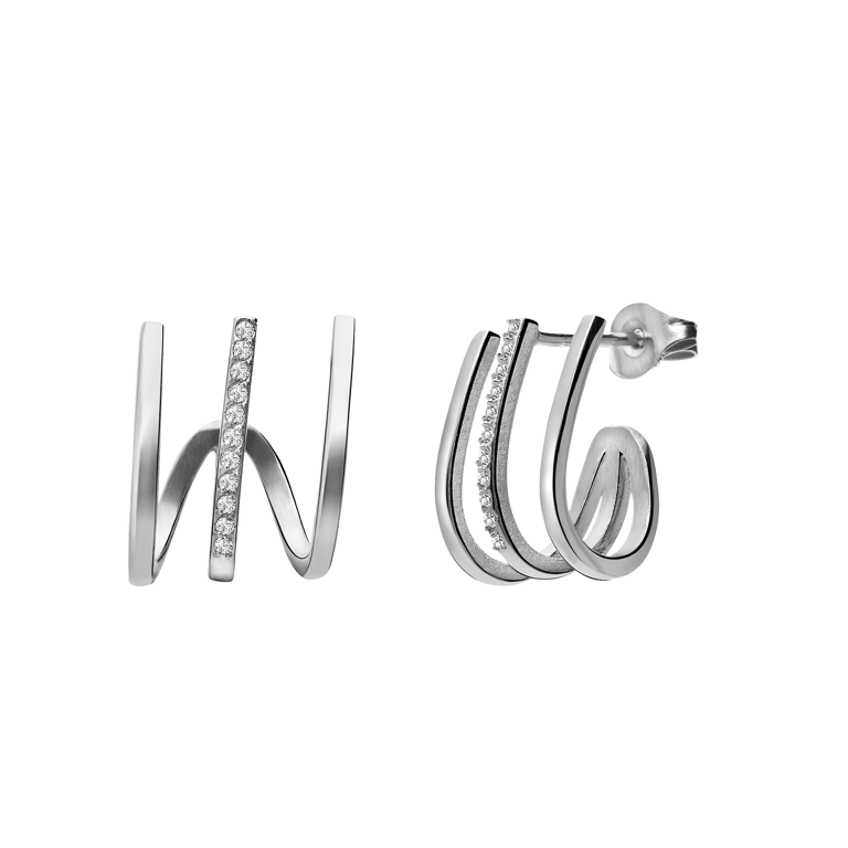 Stainless steel multi oorknoppen met zirkonia voor dames