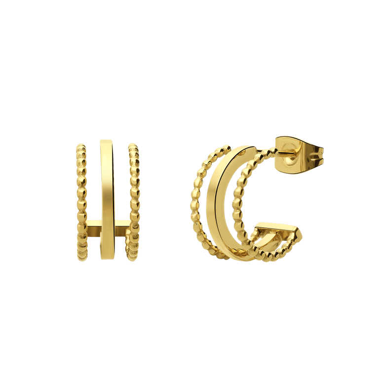 Stalen goldplated dubbele oorknoppen voor dames