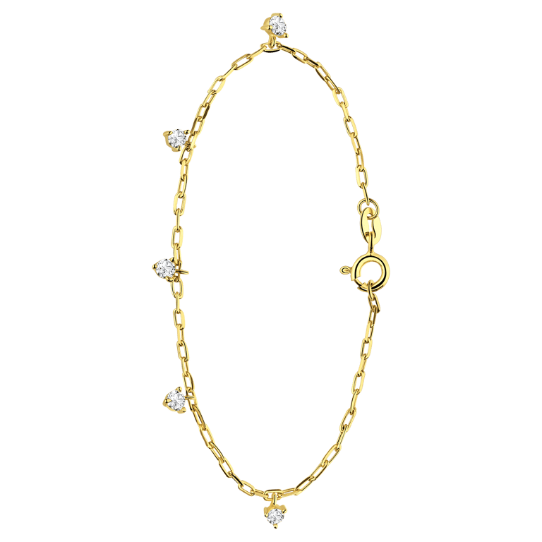 Zilveren goldplated bedelarmband met zirkonia voor dames