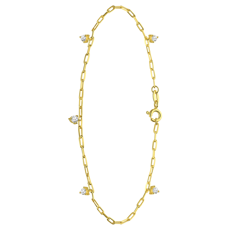 Zilveren goldplated enkelbandje met zirkonia voor dames