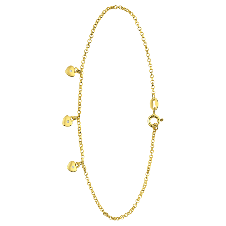 Zilveren goldplated enkelbandje hart met zirkonia voor dames