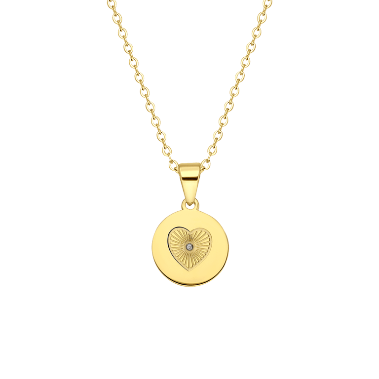 Stalen goldplated ketting met hanger hart voor dames