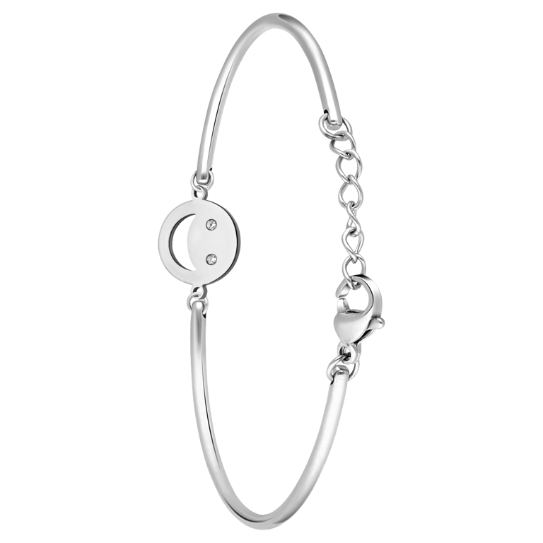 Stalen armband smiley met zirkonia