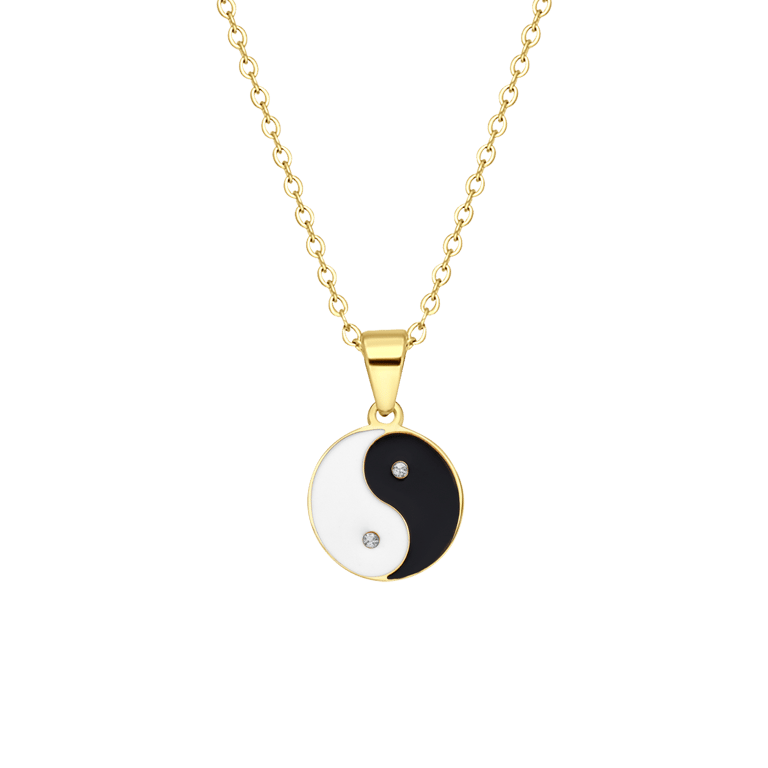 Stalen goldplated ketting met ying yang