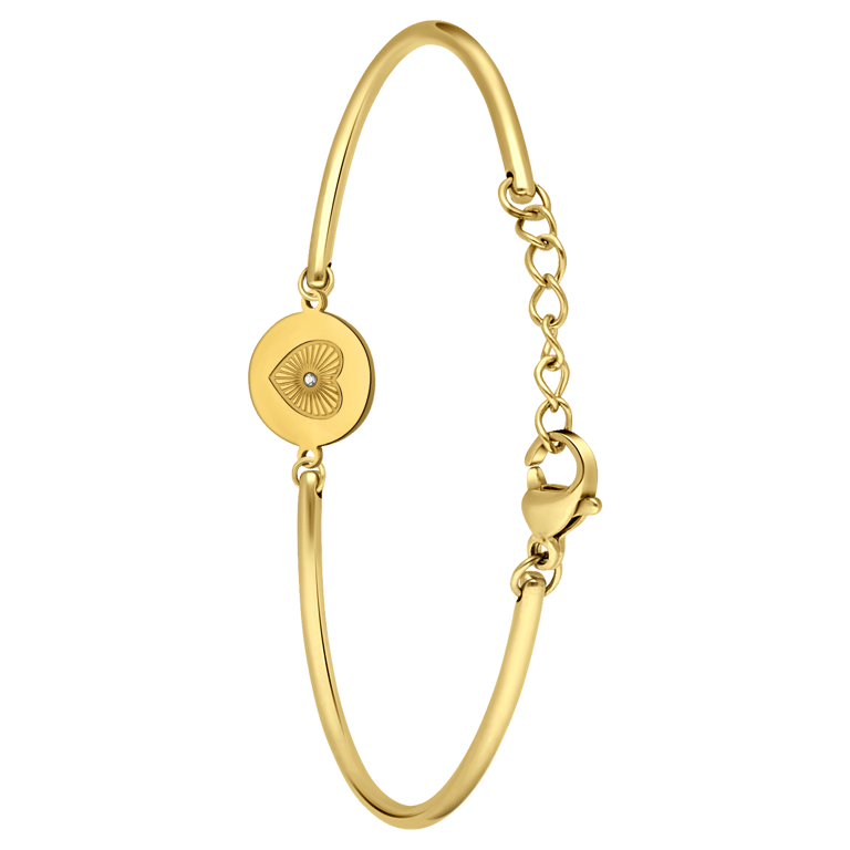 Armband aus Edelstahl, vergoldet, mit Herz, verziert