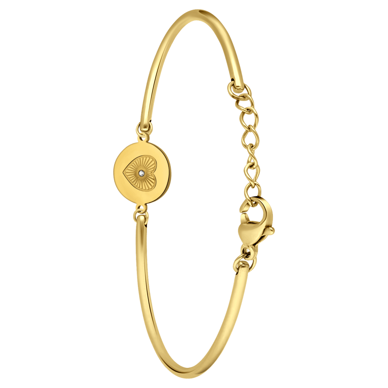 Stalen goldplated armband met hart bewerkt