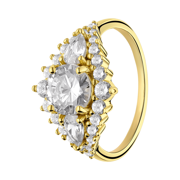 Ring aus 925er Silber, vergoldet, Zirkonia