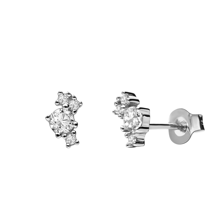 Ohrstecker, 925 Silber, asymetrisch, Zirkonia