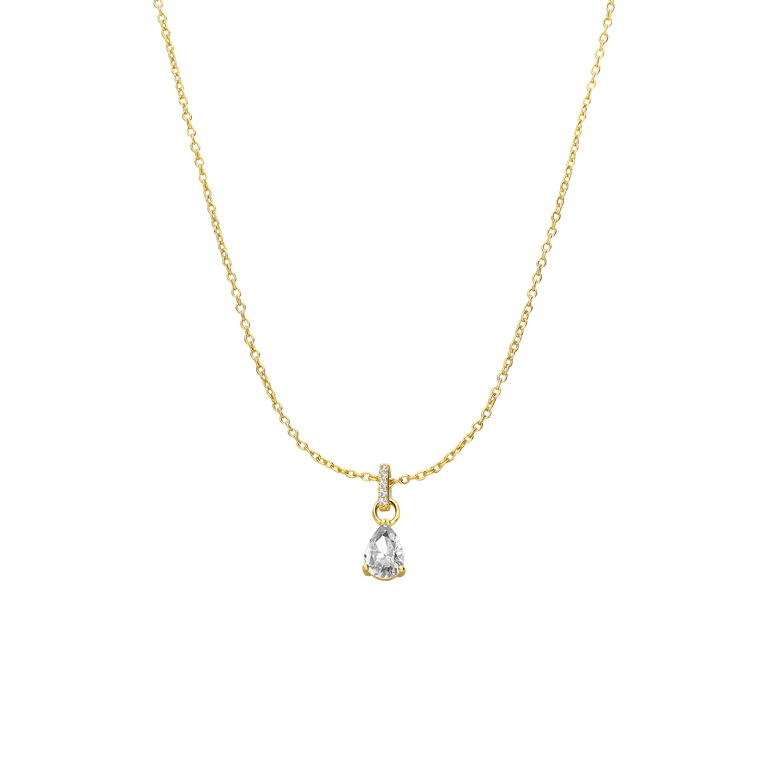 Zilveren goldplated ketting met hanger met zirkonia voor dames