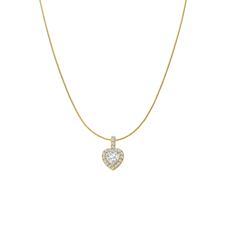 Zilveren goldplated ketting met hanger hart met zirkonia voor dames