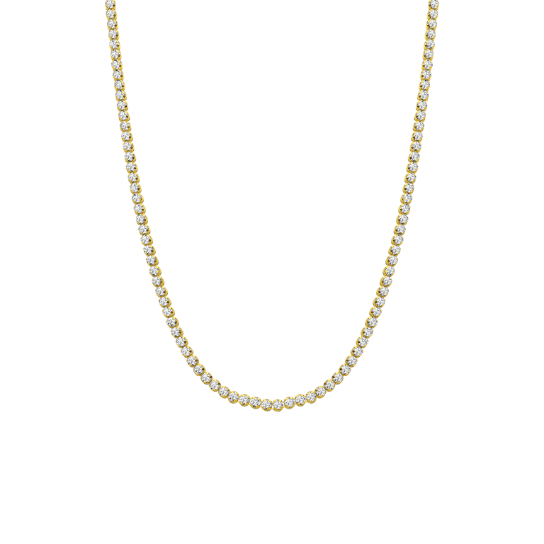 Silberne, goldbeschichtete Tennis-Halskette mit Zirkonia für Damen