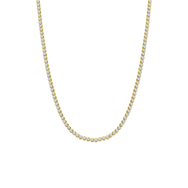 Zilveren goldplated ketting zirkonia