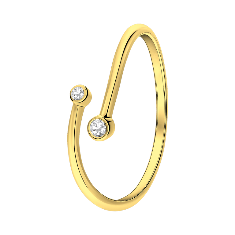 Ring aus 925er Silber, vergoldet, mit zwei Zirkoniasteinen