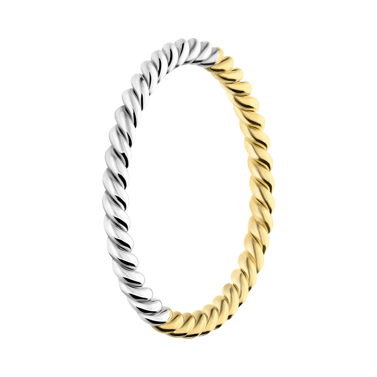 Gedrehter Ring aus 925er Silber, zweifarbig