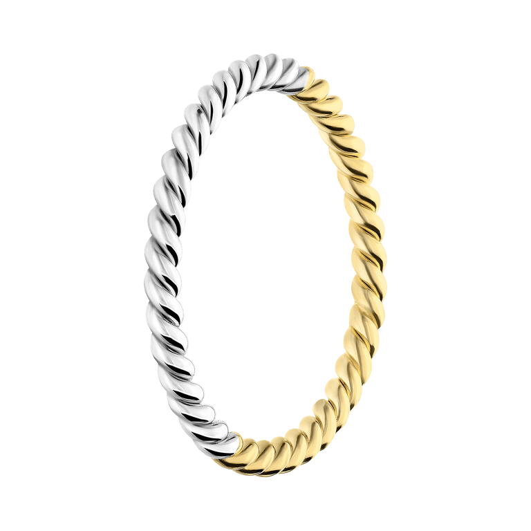 Zilveren twisted ring two-tone 