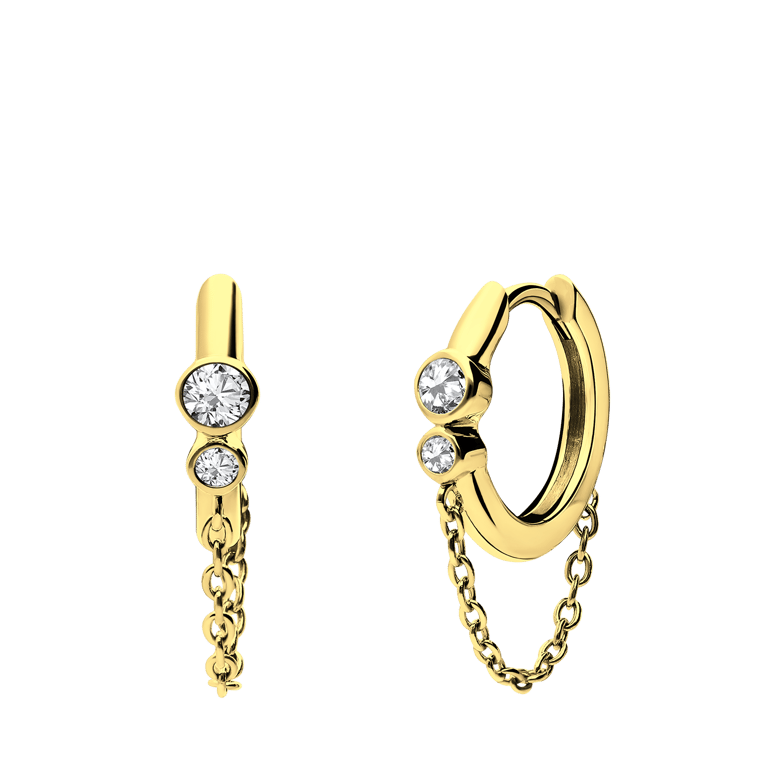 Vergoldete Ohrringe aus 925er Silber mit Zirkonia und Kette