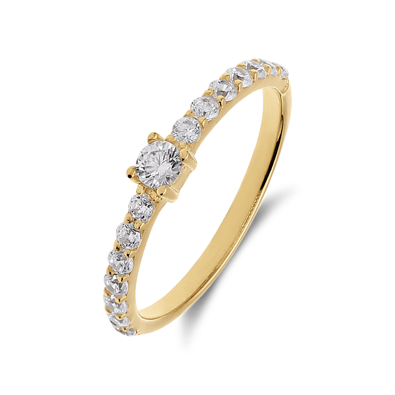 Vergoldeter Ring aus 925er Silber mit Zirkoniasteinen