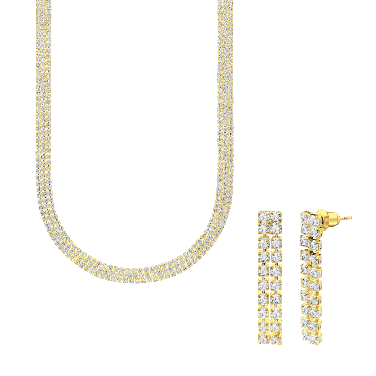 Goldfarbenes Modeschmuckset mit Halskette und Ohrringen