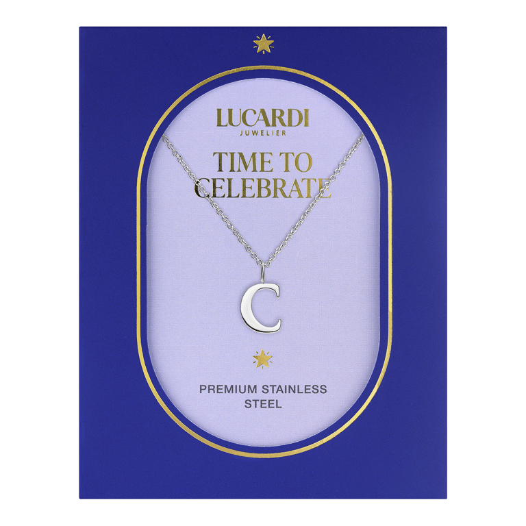 Stainless steel ketting letter C