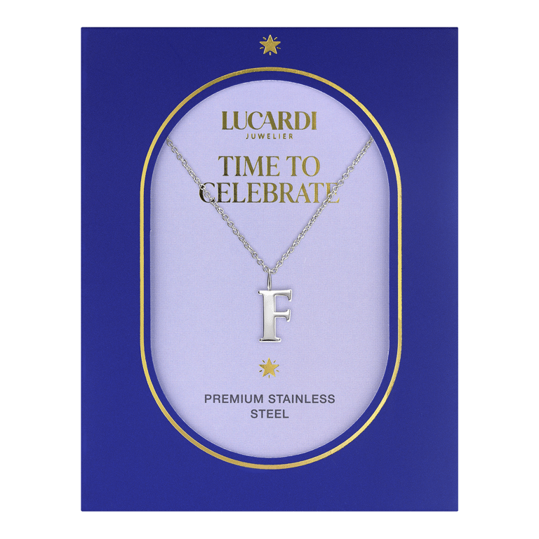 Stainless steel ketting letter F
