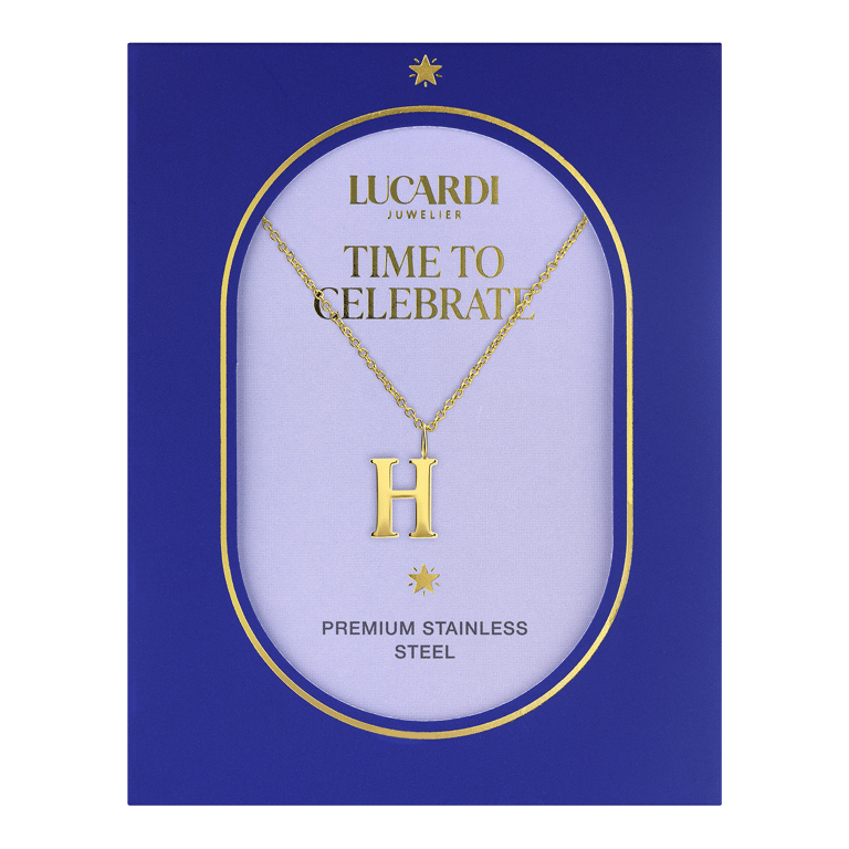 Stalen goldplated ketting letter H