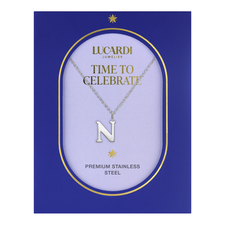 Stainless steel ketting letter N
