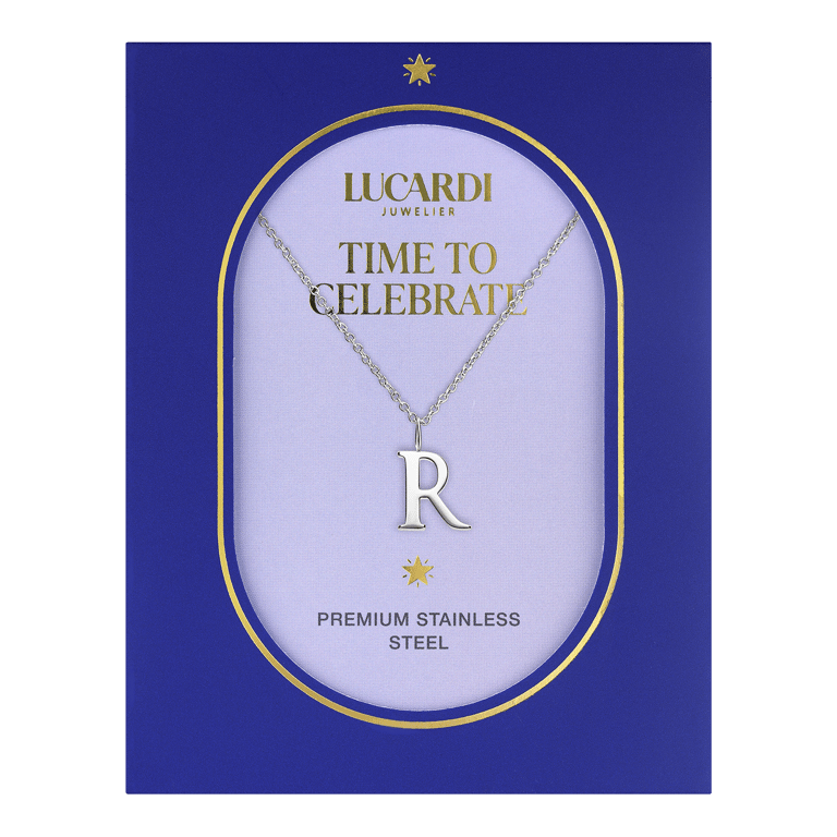 Stainless steel ketting letter R
