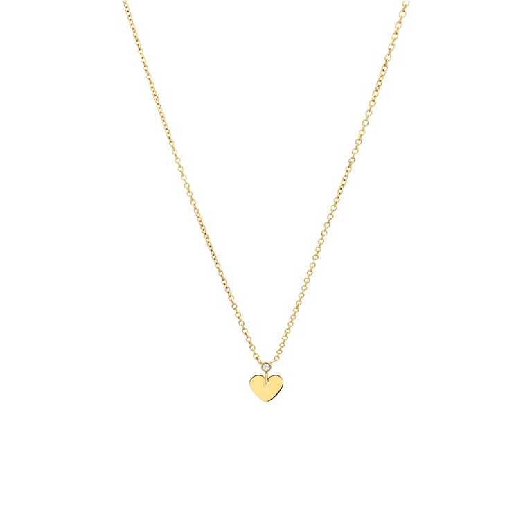 Stainless steel goldplated ketting met hanger hart met zirkonia voor dames