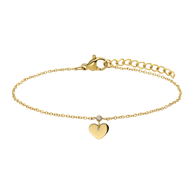 Stalen goldplated armband met hart