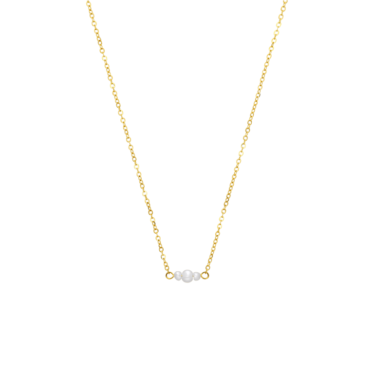 Myla stainless steel goldplated ketting met parels voor dames